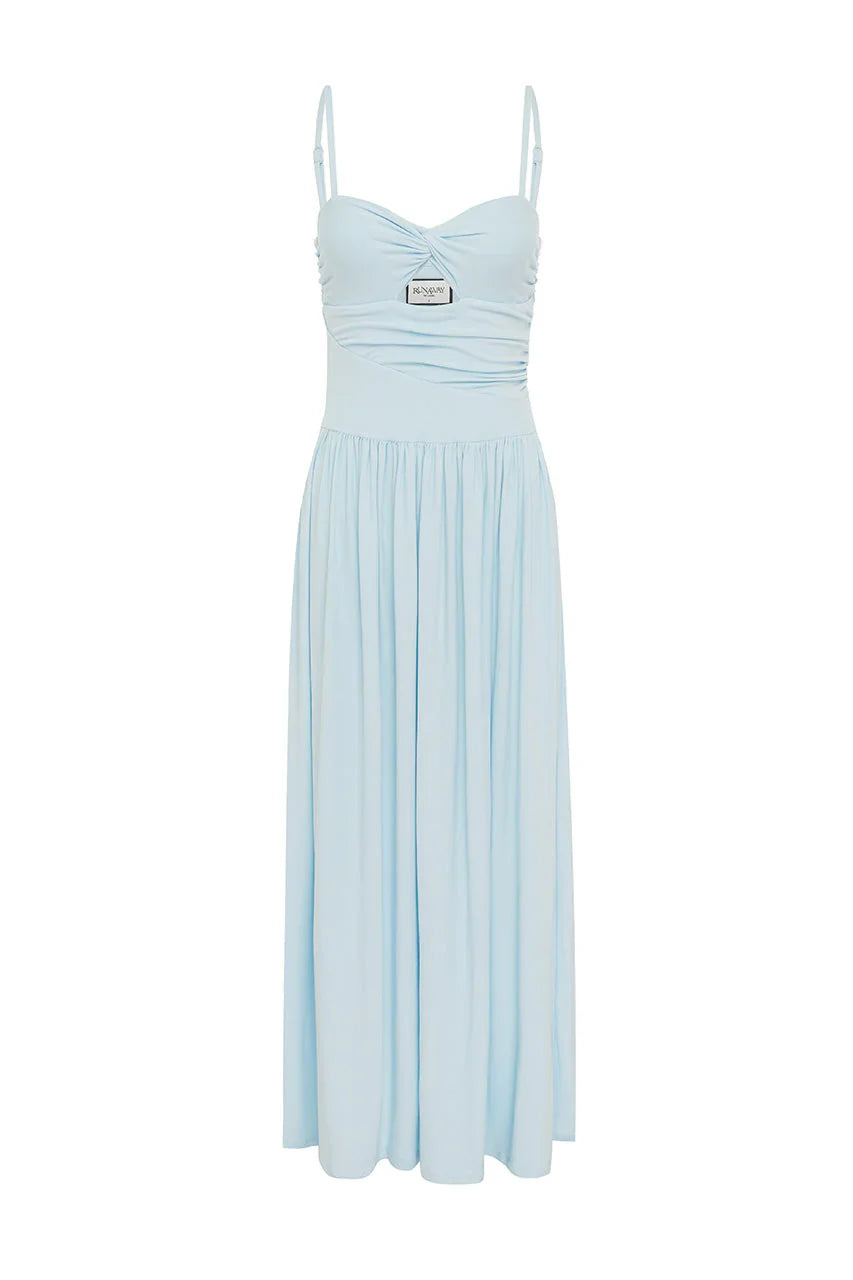 Libertine Twist Ruching Dress - Sky Blue