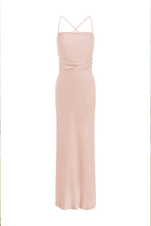 Lucienne Ruching Tie Back Dress - Musk