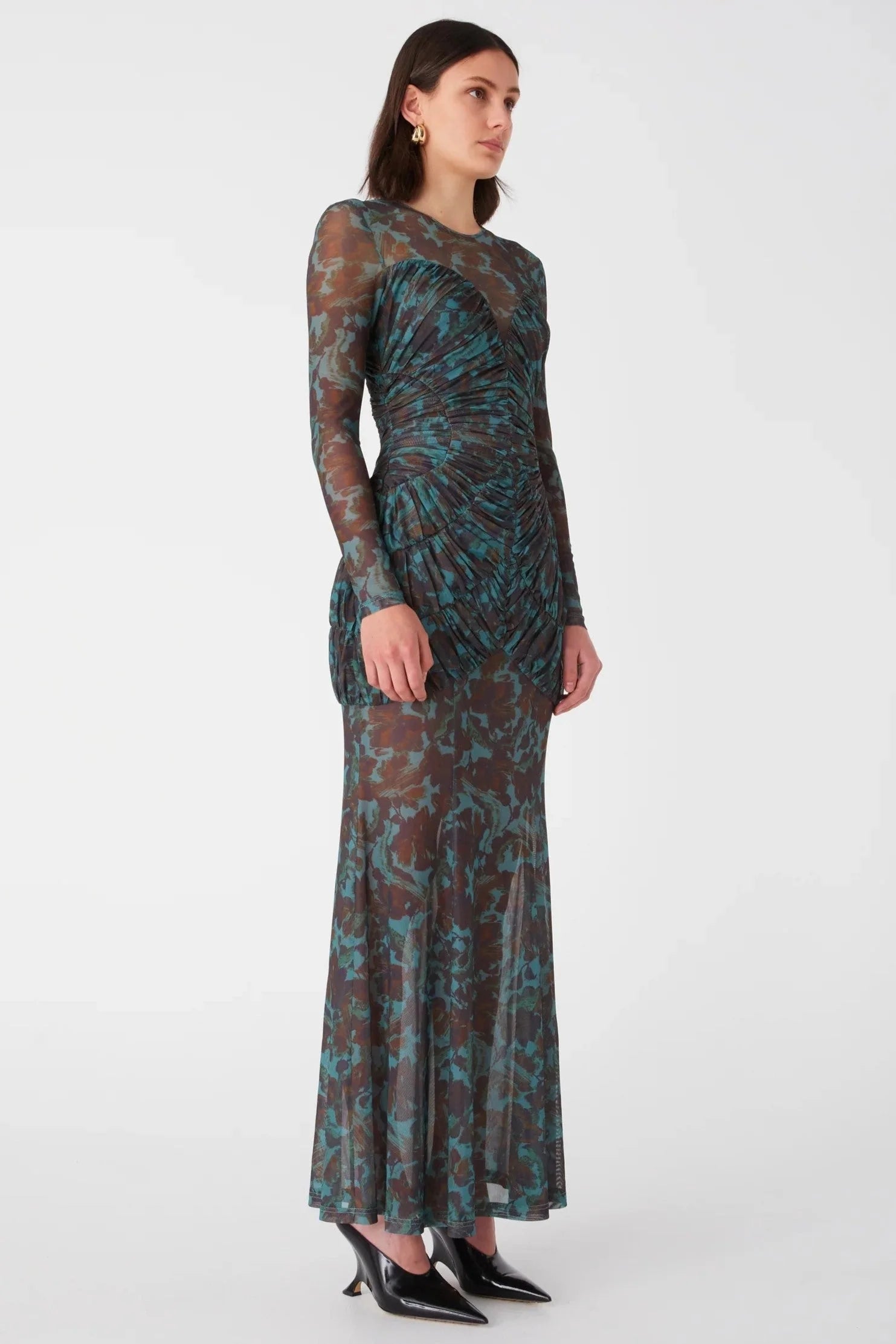 EtherelDress Talitha Maxi Dress - Vintage Chintz Print Jade