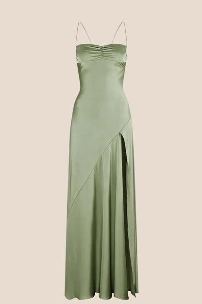 Spaghetti Straps Satin Spaghetti Straps Long Dress