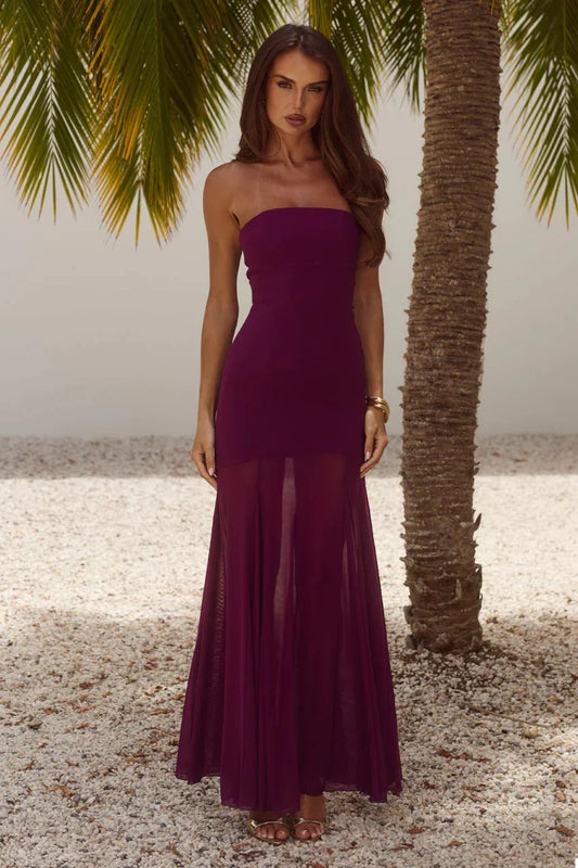 Remi Strapless Maxi Dress - Plum