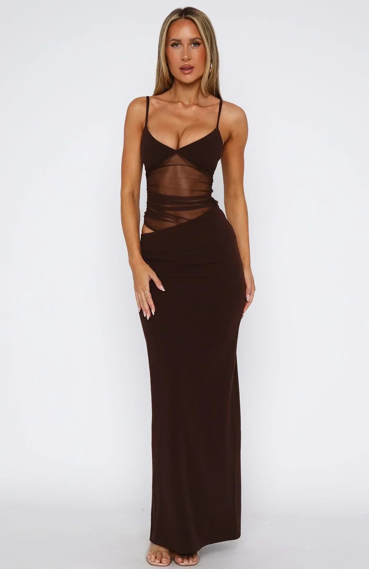 Luna Blush Mesh Maxi Dress Black