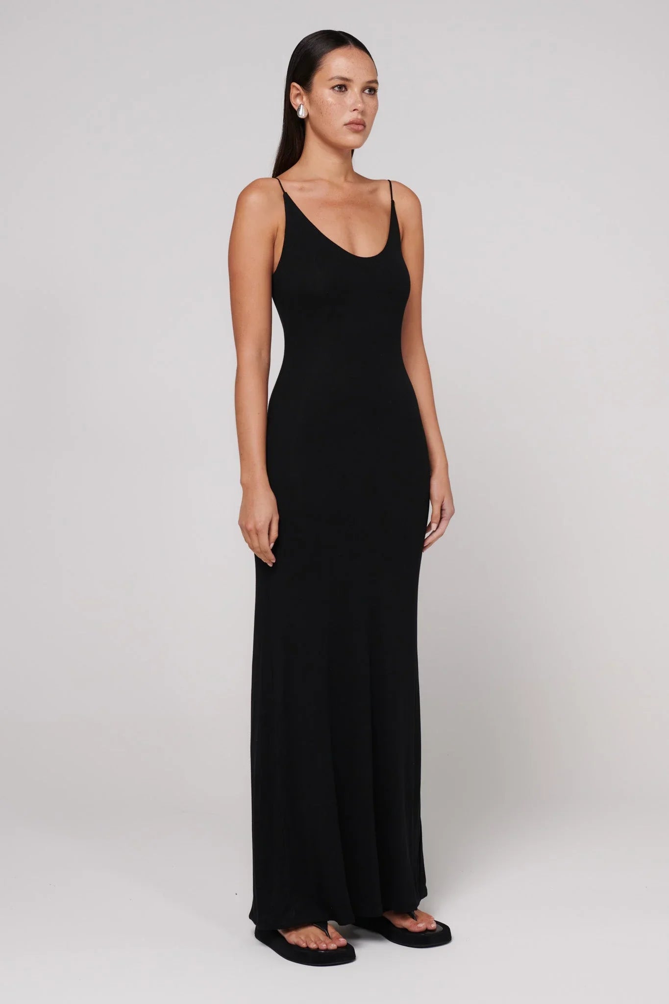 Louise Scooped Neck Dress - Black