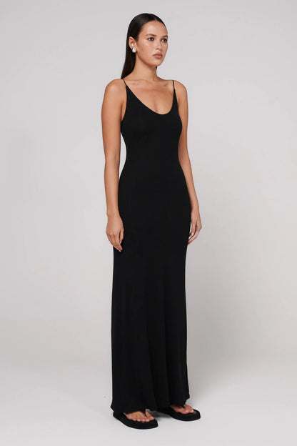 Louise Scooped Neck Dress - Black