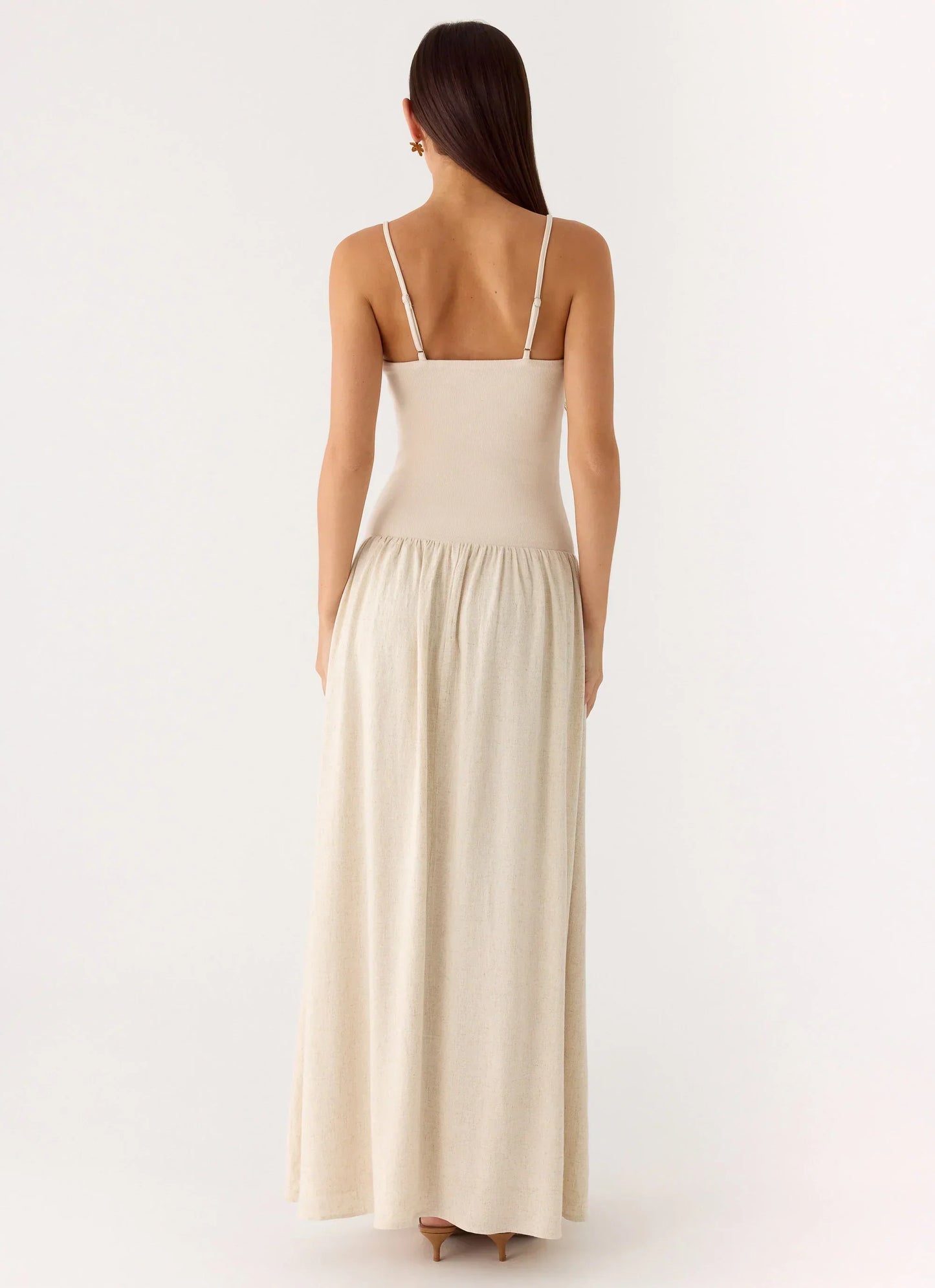Ali Linen Ribbed Maxi Dress - Oatmeal