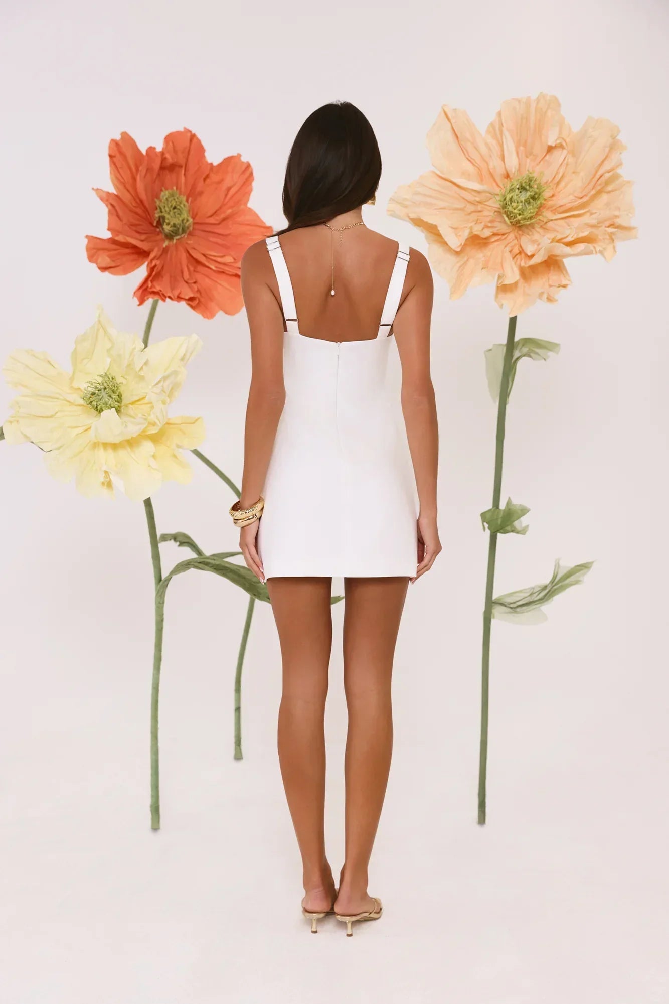 Secret Garden Floral Applique Dress - White