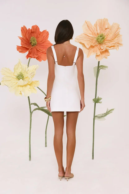 Secret Garden Floral Applique Dress - White