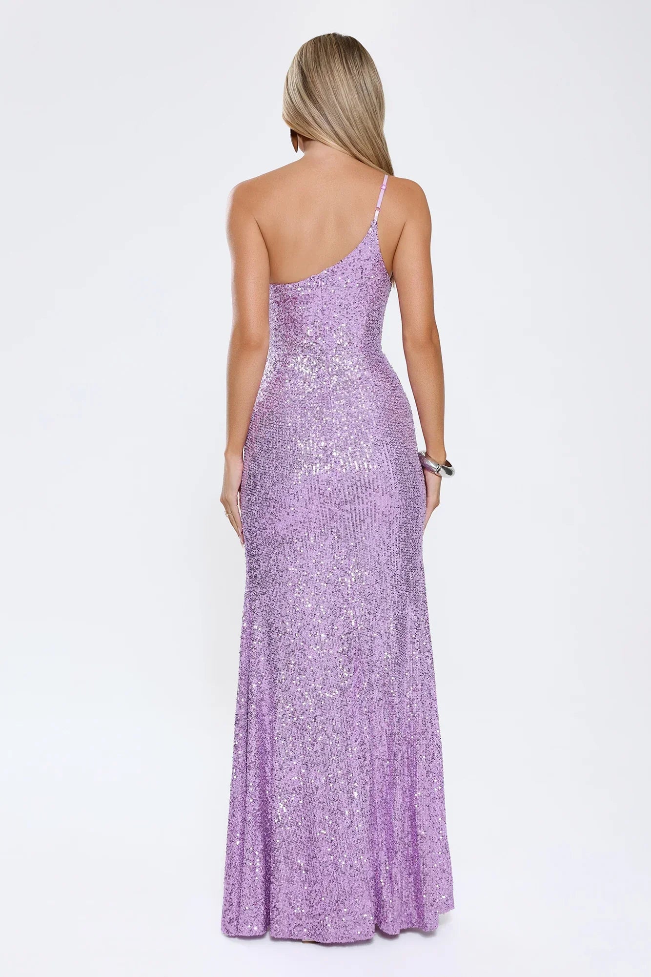 A New Glow One-Shoulder Sequin Maxi Dress - Lilac