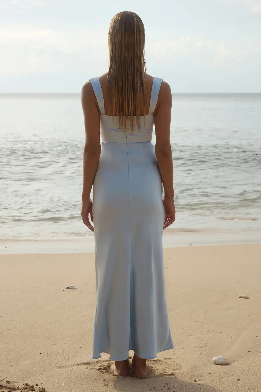 Margot Cowl Slip Maxi Dress - Ice Blue