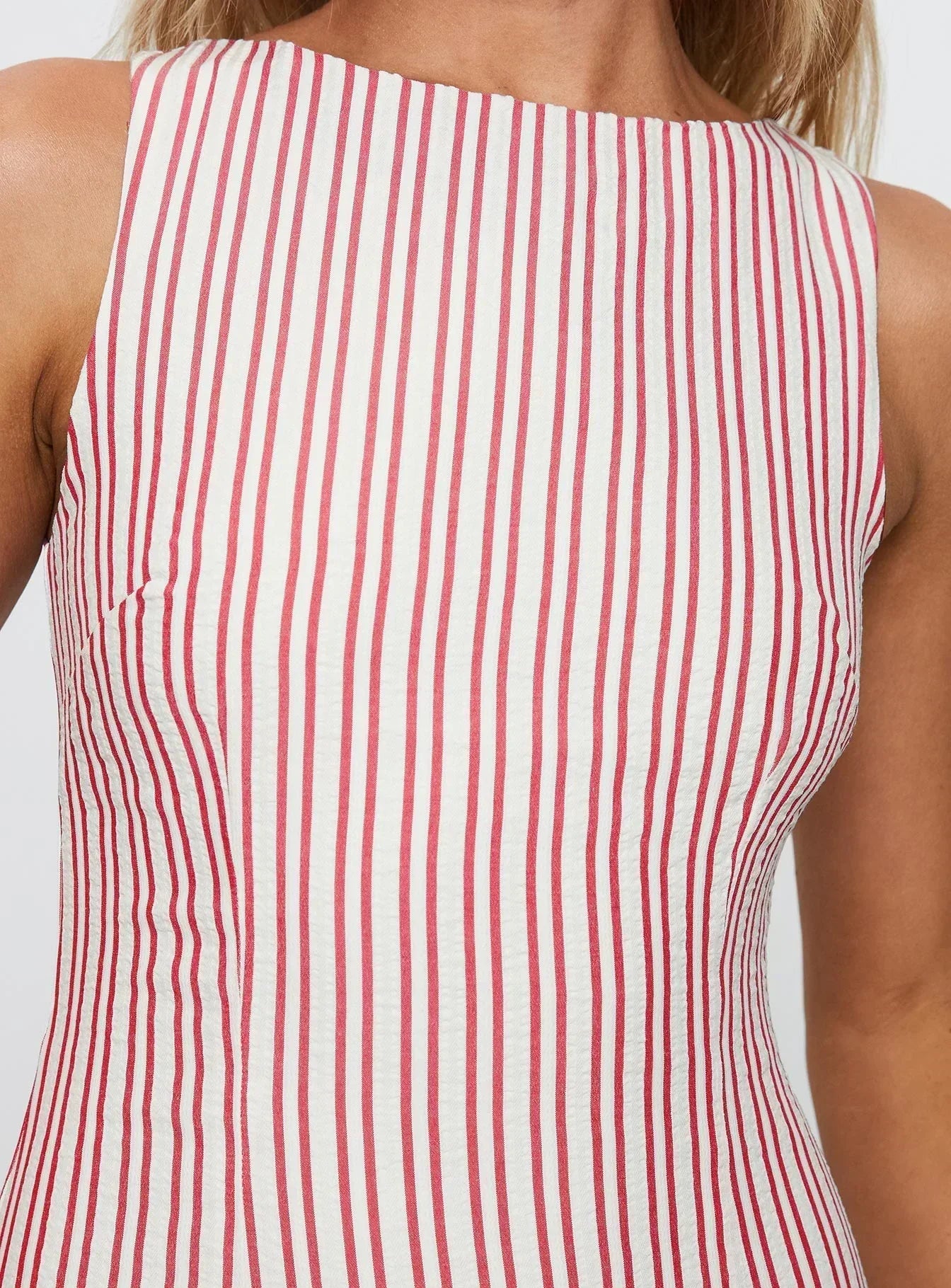 Alfalfa Shift Tie-Back Mini Dress - Red Stripe