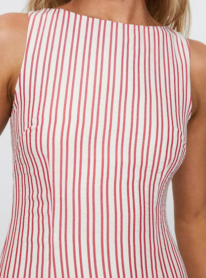 Alfalfa Shift Tie-Back Mini Dress - Red Stripe