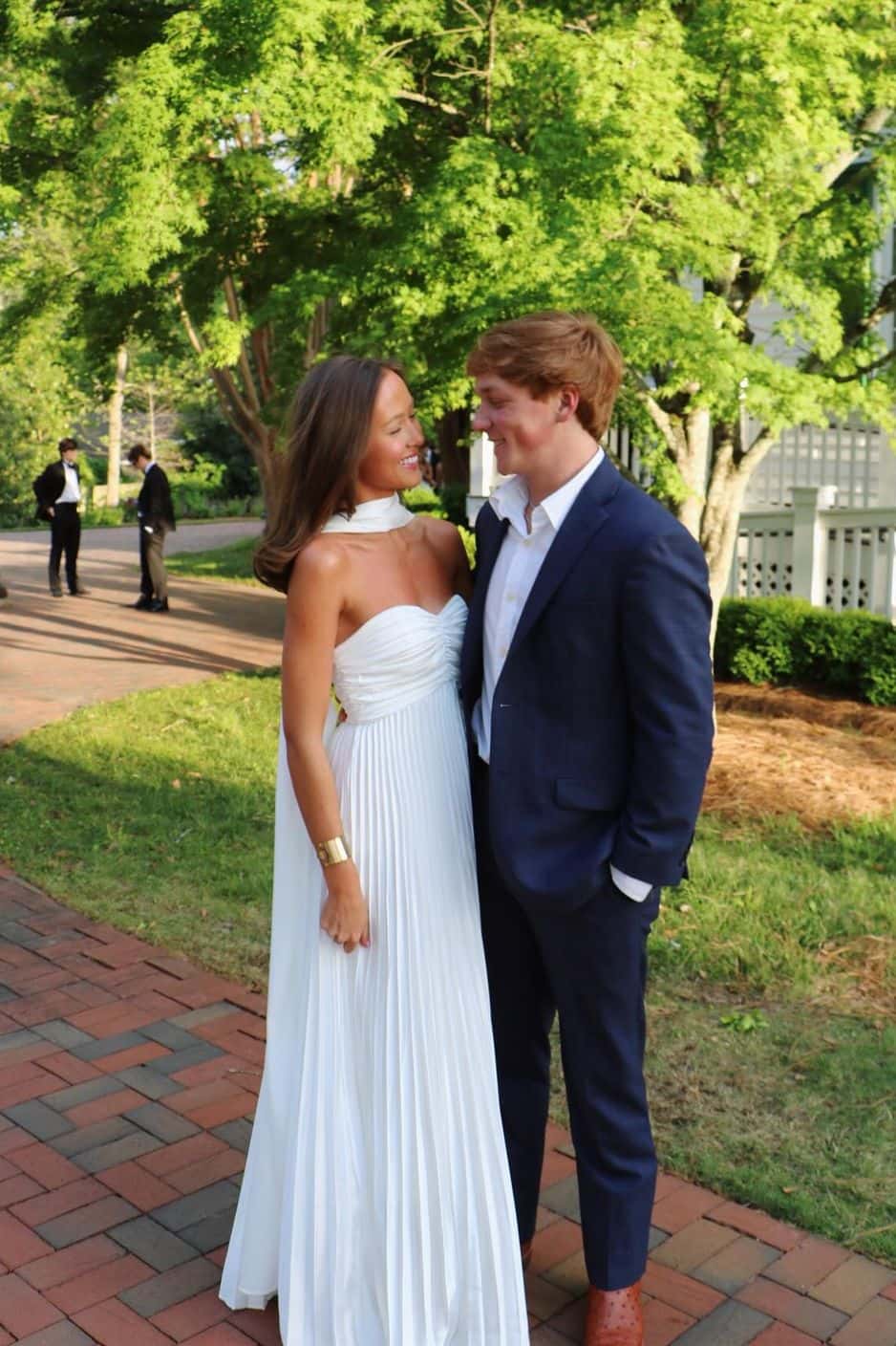 Empire White Pleated Satin Scarf Neck Maxi Dress