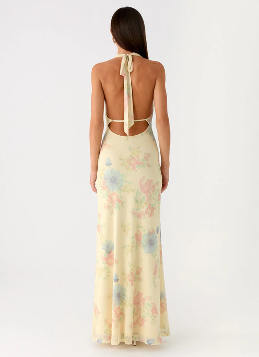 Tedder Halter Floral Maxi Dress Spring Meadow