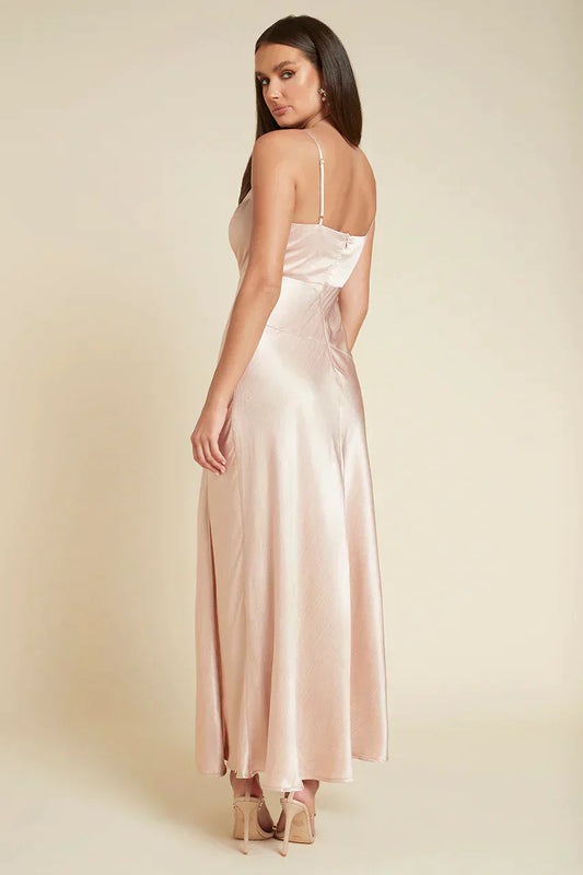 Lena Maxi Cowl Neck Bias Cut Dress - Champagne