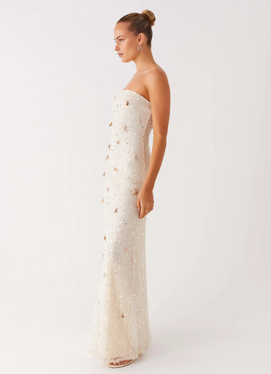 EtherelDress Orelli Shell Sequin Knit Maxi Dress - Ivory