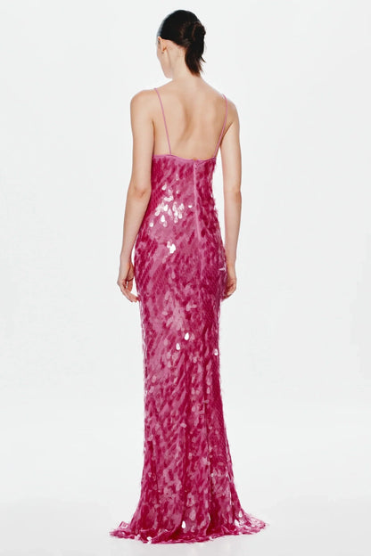 EtherelDress Sapphire Sequin Maxi Dress - Fuchsia
