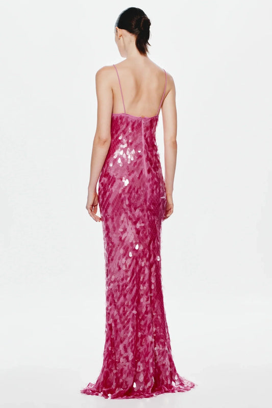 EtherelDress Sapphire Sequin Maxi Dress - Fuchsia