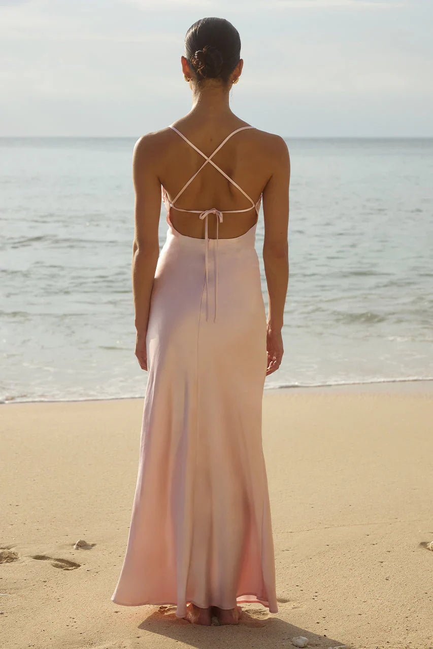 Lucienne Ruching Tie Back Dress - Musk