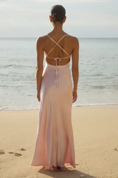 Lucienne Ruching Tie Back Dress - Musk