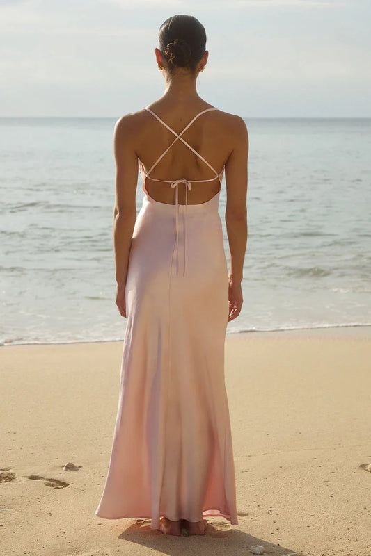 Lucienne Ruching Tie Back Dress - Musk