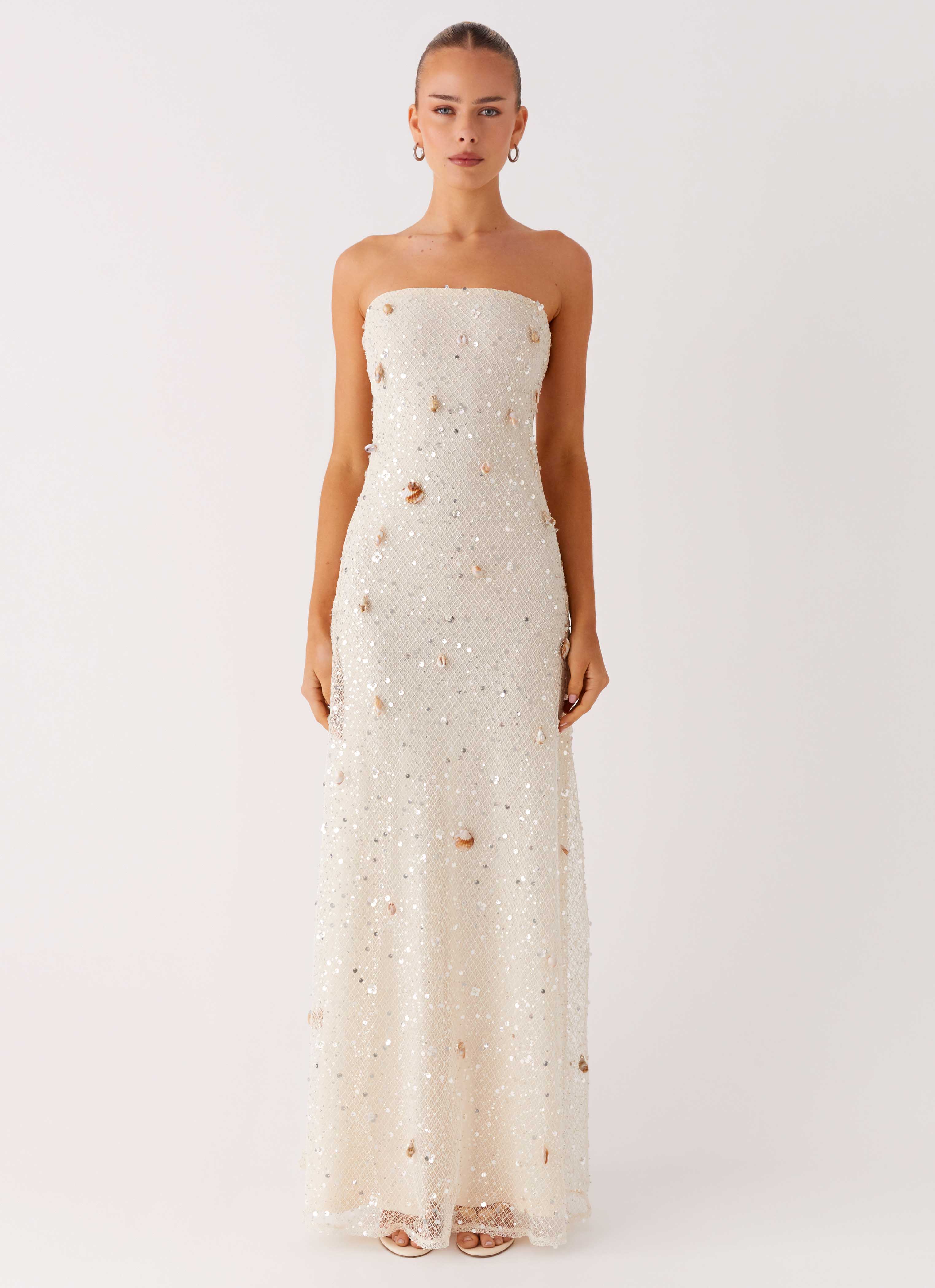 EtherelDress Orelli Shell Sequin Knit Maxi Dress - Ivory