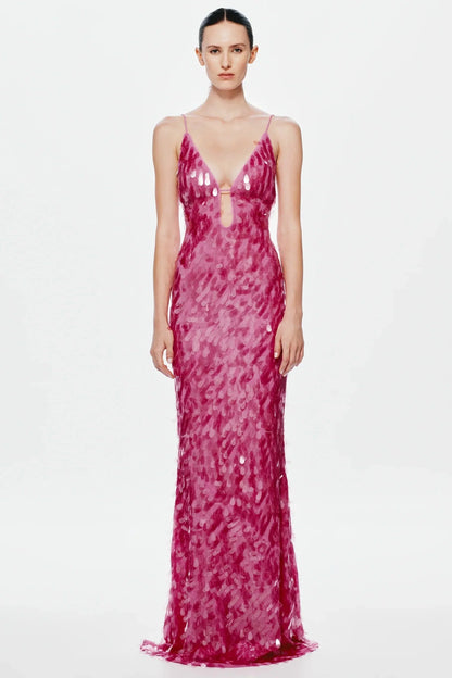 EtherelDress Sapphire Sequin Maxi Dress - Fuchsia