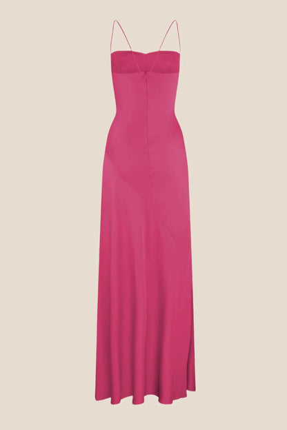 Spaghetti Straps Satin Spaghetti Straps Long Dress
