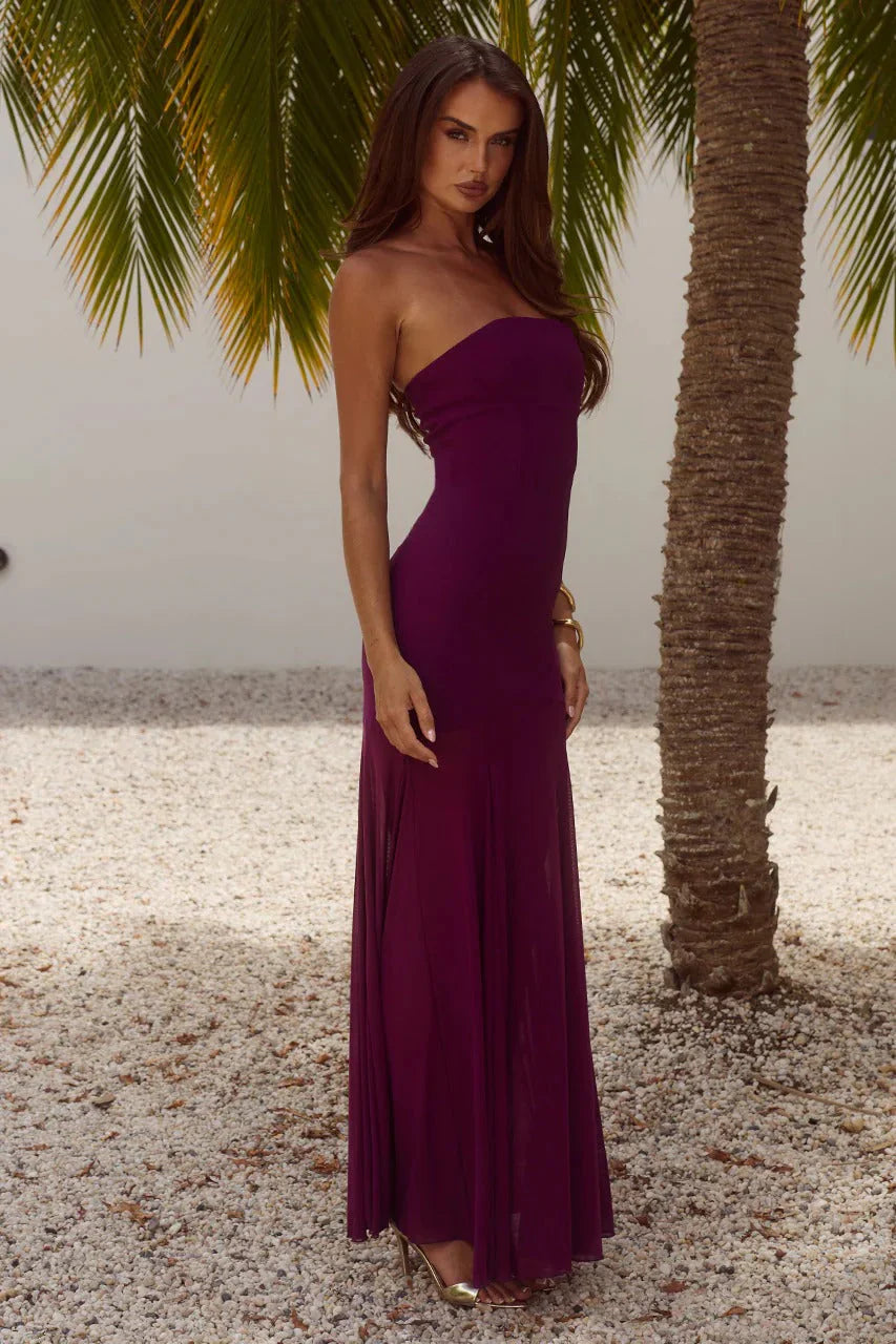 Remi Strapless Maxi Dress - Plum
