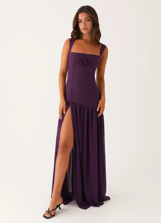 Alberta Sweetheart Bustier Maxi Dress - Mulberry