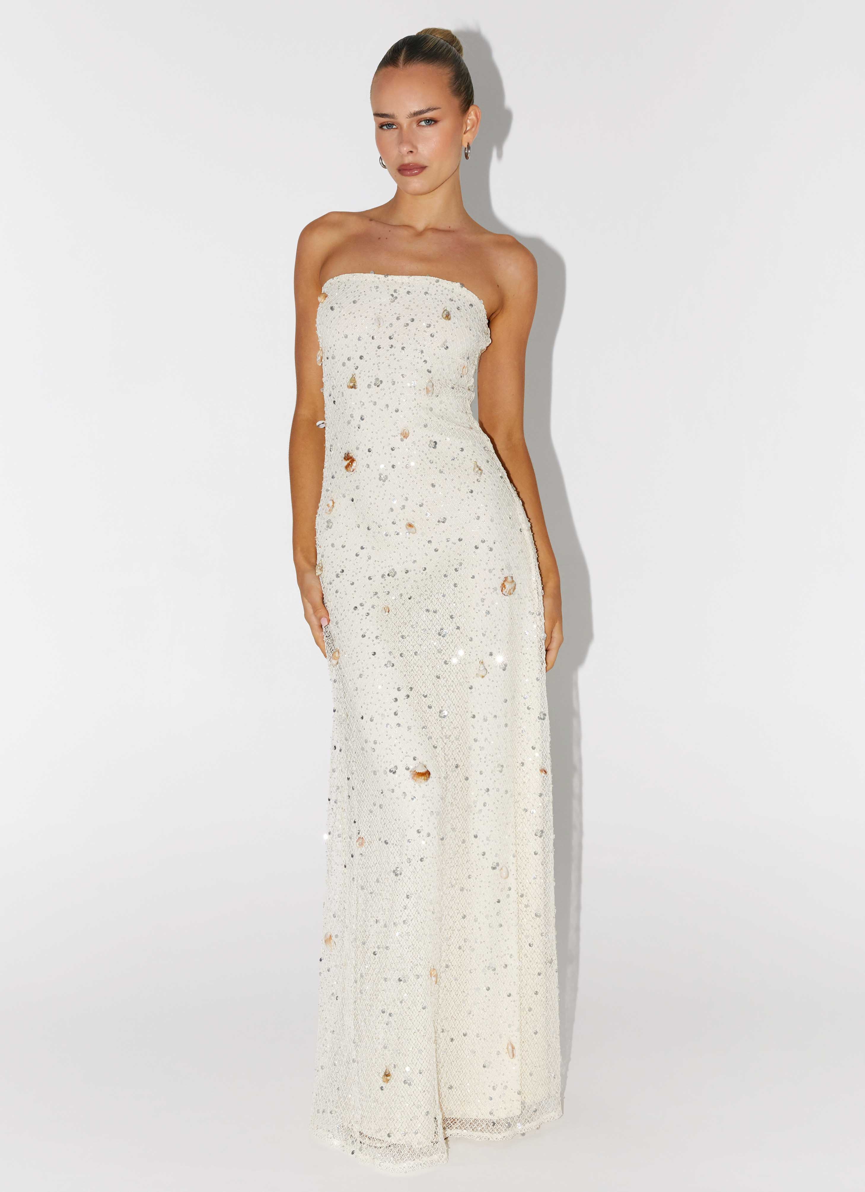EtherelDress Orelli Shell Sequin Knit Maxi Dress - Ivory