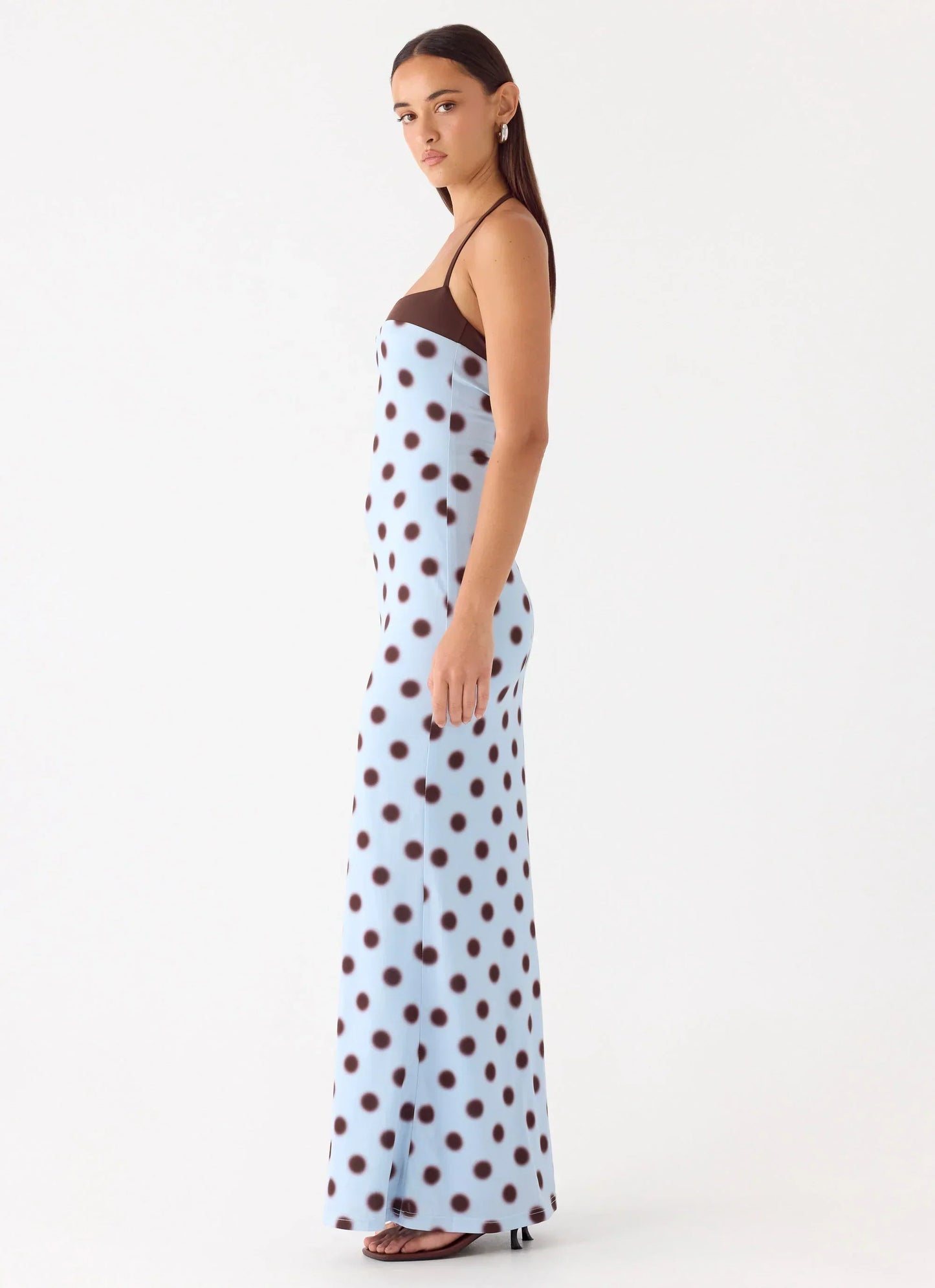 Alessandro Halter Jersey Maxi Dress - Blue Mocha Dot