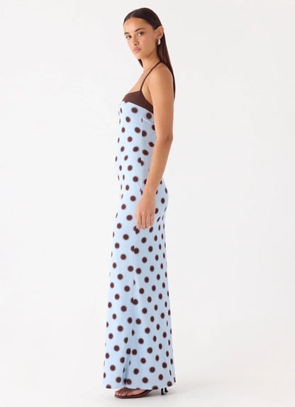 Alessandro Halter Jersey Maxi Dress - Blue Mocha Dot
