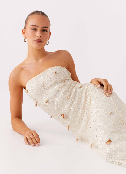 EtherelDress Orelli Shell Sequin Knit Maxi Dress - Ivory