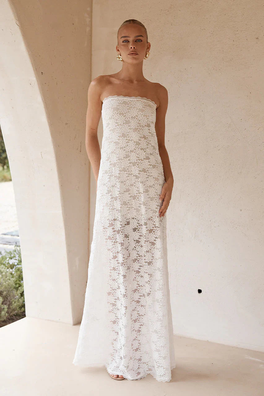 Kinera Strapless Maxi Dress White