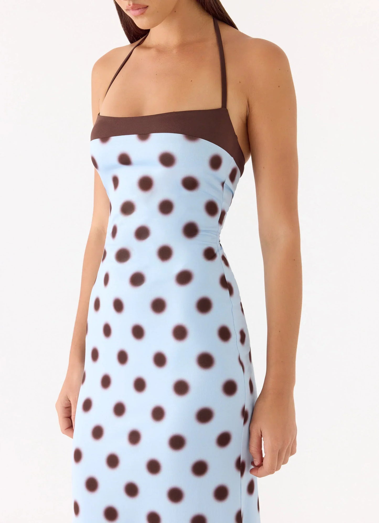 Alessandro Halter Jersey Maxi Dress - Blue Mocha Dot