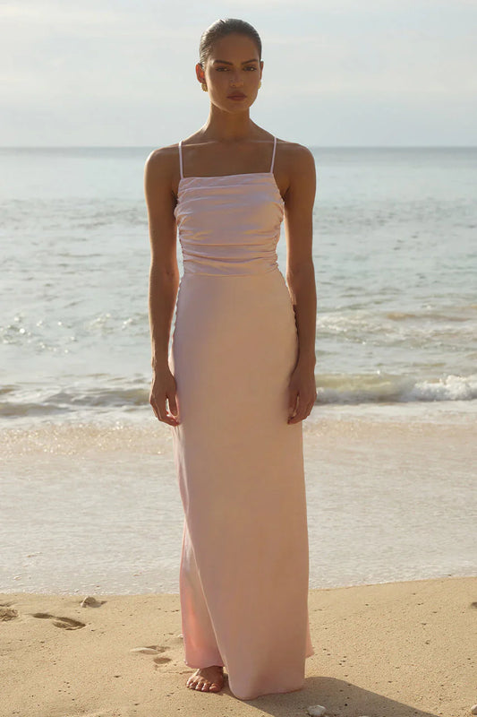 Lucienne Ruching Tie Back Dress - Musk