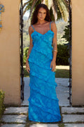 Mandeville V Neck Frill Dress - Aqua