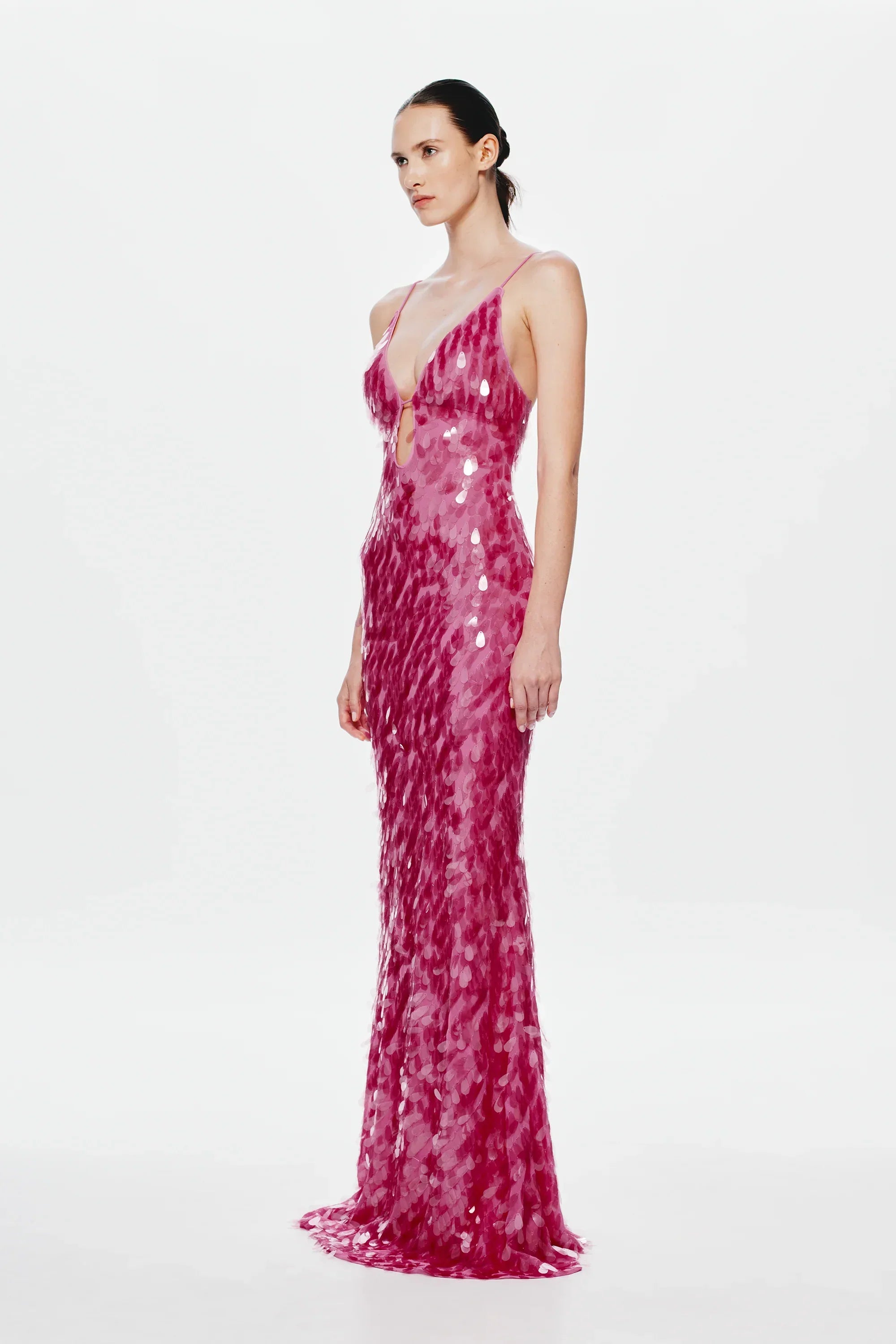 EtherelDress Sapphire Sequin Maxi Dress - Fuchsia