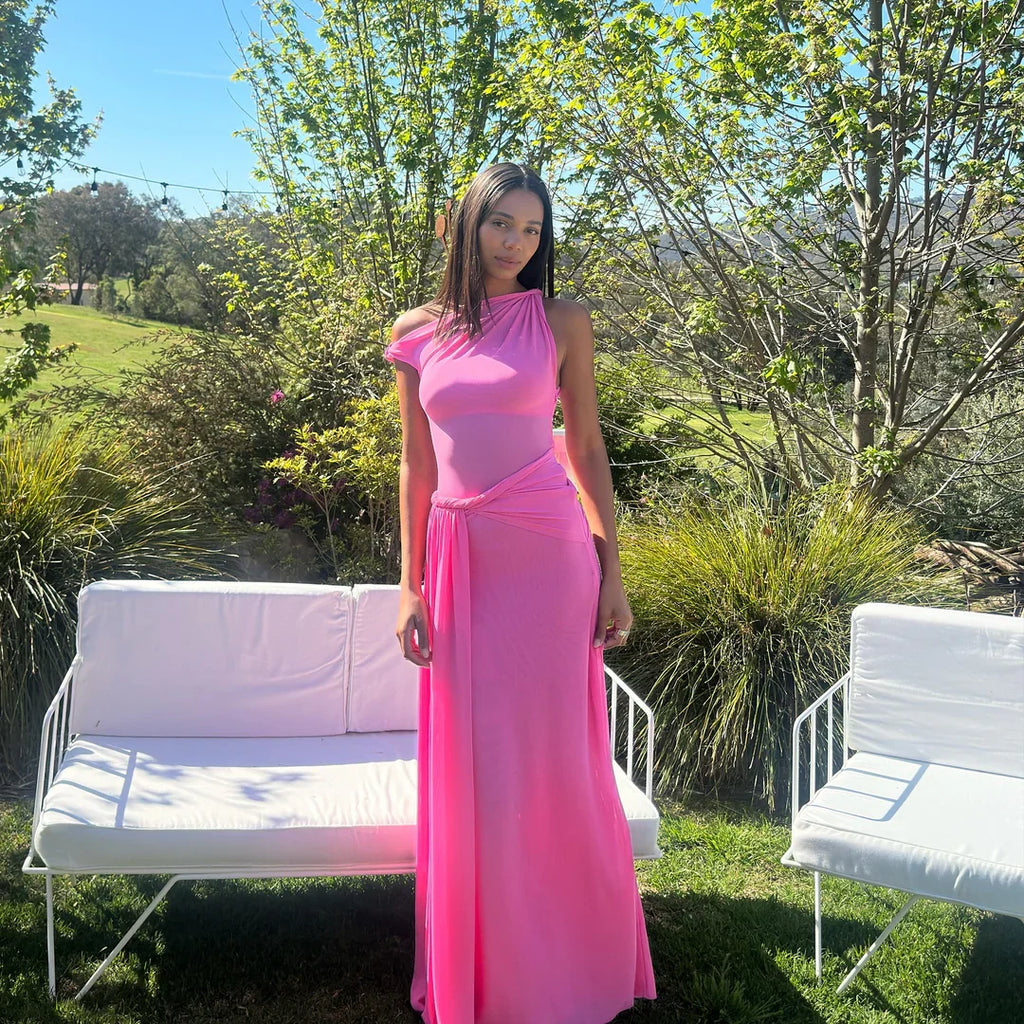 EtherelDress Sisal Mesh Maxi Dress - Orchard Pink