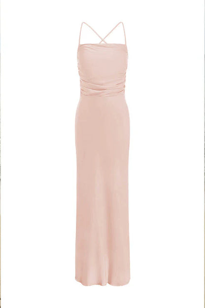 Lucienne Ruching Tie Back Dress - Musk