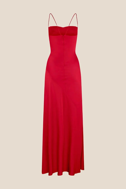 Spaghetti Straps Satin Spaghetti Straps Long Dress