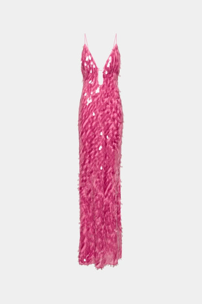 EtherelDress Sapphire Sequin Maxi Dress - Fuchsia