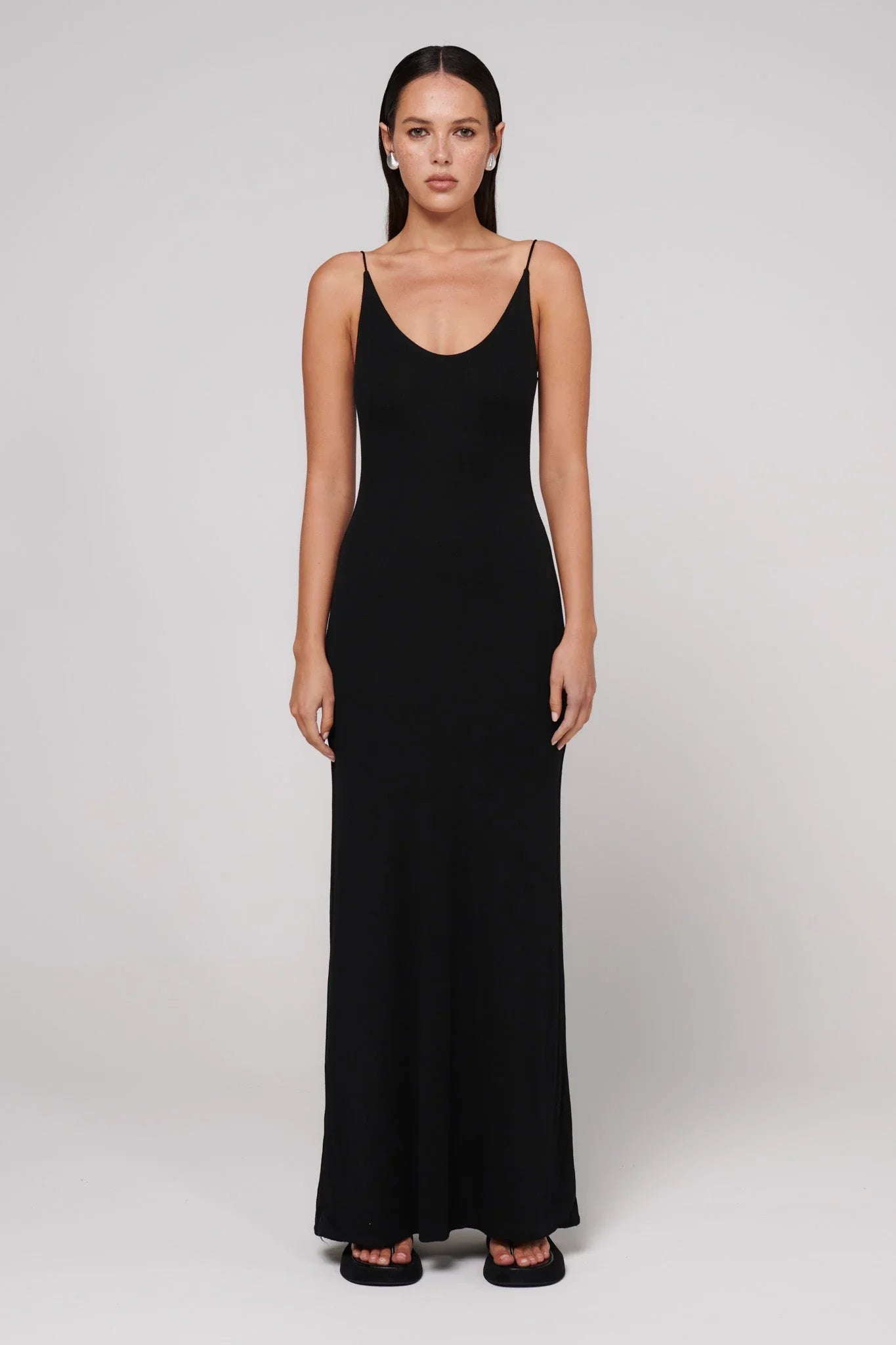 Louise Scooped Neck Dress - Black