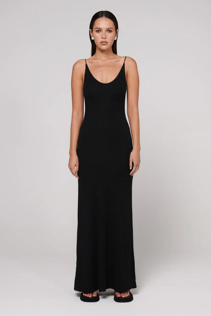Louise Scooped Neck Dress - Black