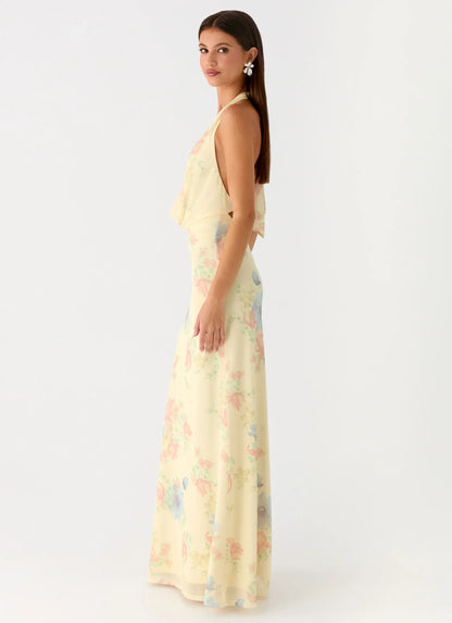 Tedder Halter Floral Maxi Dress Spring Meadow