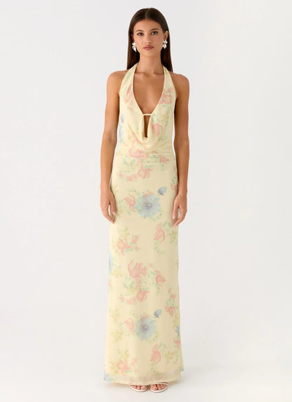 Tedder Halter Floral Maxi Dress Spring Meadow