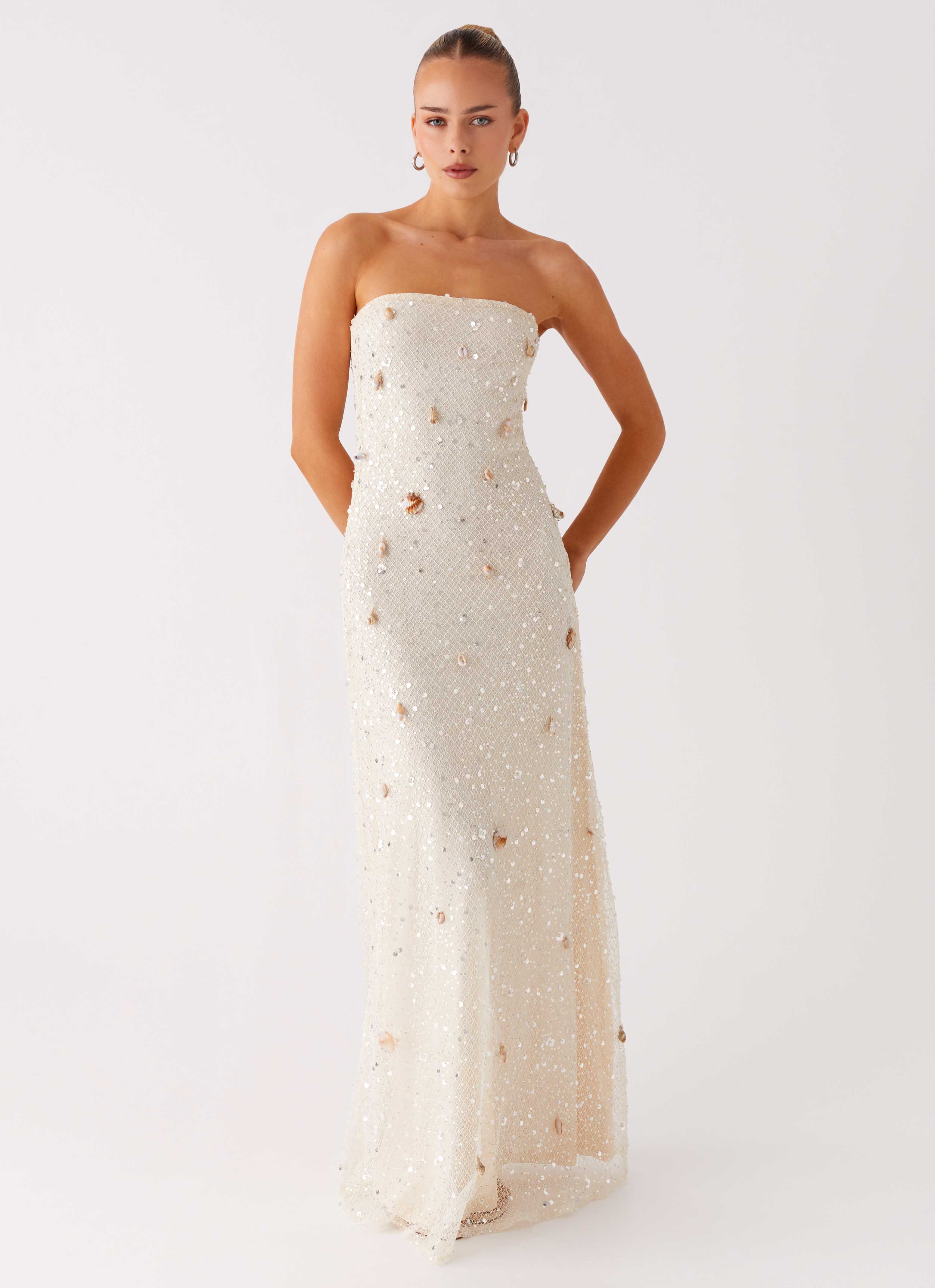 EtherelDress Orelli Shell Sequin Knit Maxi Dress - Ivory