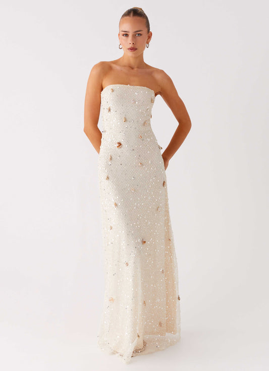 EtherelDress Orelli Shell Sequin Knit Maxi Dress - Ivory