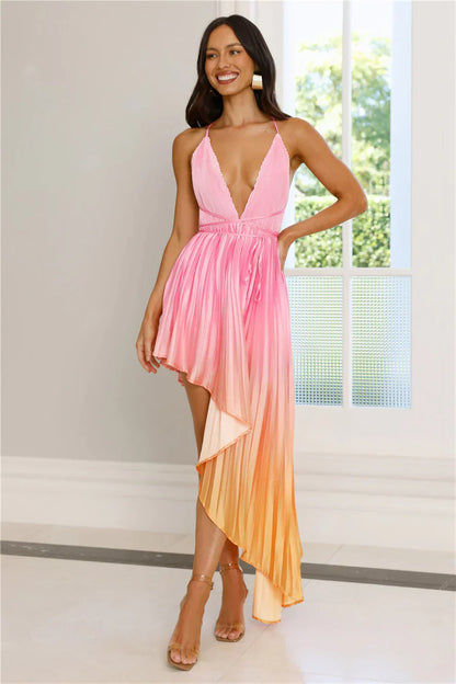 Afterglow Affair Satin Halter Maxi Dress - Pink